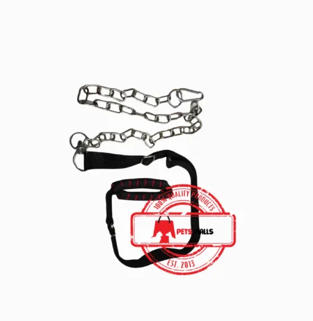6.5 Feet Nylon Belt and Chain Leash with Choke Chain Collar – 3 in 1