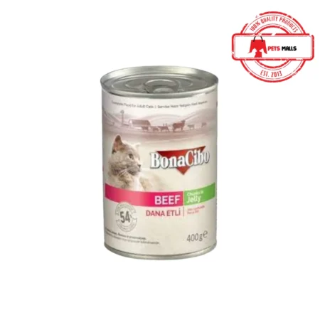 Bonacibo Wet Food for Cats in Can – Beef Chunks in Jelly