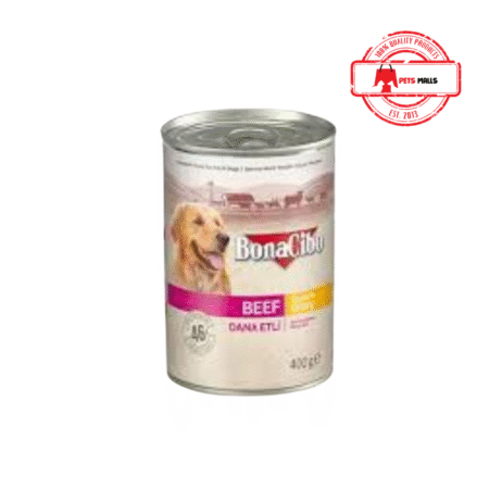 Bonacibo Wet Food for Dogs in Can – Beef Chunks in Gravy
